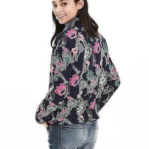 Banana Republic Print Bird Full Zip Bomber Jacket
